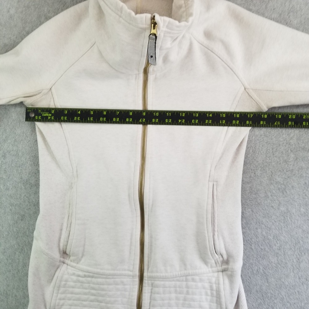 Lululemon Jacket Womens Size 6 Cream Radiant Full Zip Funnel Neck Fleece Gold - Picture 6 of 9